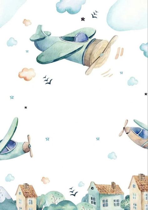 Baby Boy Invitations, Toy Airplane, Airplane Birthday Party, Baby Boy Cards, Baby Icon, Baby Illustration, Boy Cards, Baby Clip Art, Birthday Invitation Template