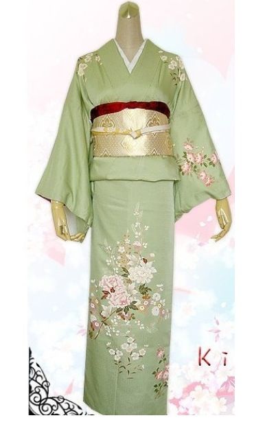 Green kimono Japanese Princess Kimono, Princess Kimono, Princess Clothing, Samurai Clothing, Japanese Princess, Kimono Traditional, Green Kimono, Traditional Japanese Kimono, Kimono Outfit