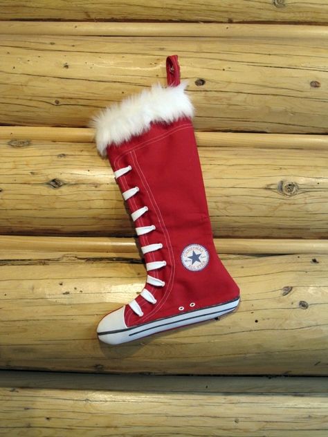 Converse Stocking Unique Christmas Stockings, Converse High Top, Stocking Ideas, Christmas Stockings Diy, Red Stockings, Xmas Stockings, Chic Christmas, Christmas Sewing, Boxing Day