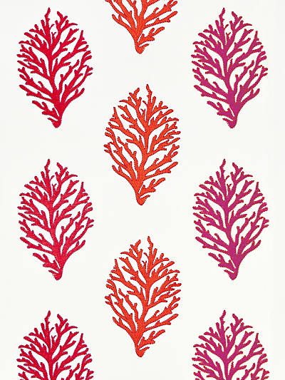 CORAL REEF EMBROIDERY - Fabric - Translated from a hand drawn study of intricate fan coral, Coral Reef Embroidery is rendered in tropical hues that are perfect for any seaside home. Coral Reef Embroidery, Reef Embroidery, Fruit Fabric, Fan Coral, Seaside Home, Retro Interior, Pink Interior, Embroidery Fabric, Creative Hobbies