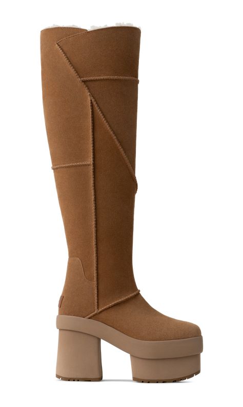 New Heights Platform Xtra Ugg Platform Boots Outfit, Ugg Platform Boots, Platform Boots Outfit, Ugg Platform, Slipper Shoes Women, Boots Slippers, Womens Ugg Boots, Sheepskin Boots, 5 Inch Heels