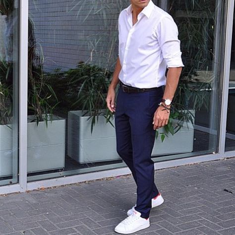 Instagram Blue Chinos Men Outfits, Blue Chinos Men, Chinos Men Outfit, Chinos Men, Smart Casual Shirts, Jeans Outfit Men, White Shirt Outfits, Shirt Outfit Men, Color Combinations For Clothes