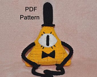 Bill Cipher from Gravity Falls / crochet Bill Cipher / Bill Adventure Time Crochet, Yellow Triangle, Diy Amigurumi, Confection Au Crochet, Pattern Simple, Bill Cipher, Fun Crochet Projects, Crochet Diy, Diy Crochet Projects