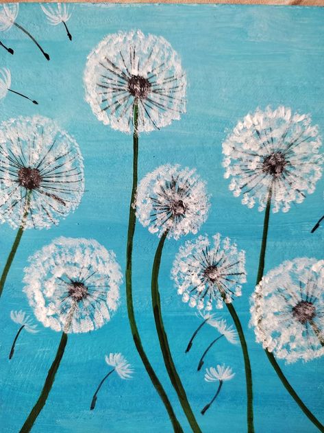 Dandelion Flower Painting, Dandelion Acrylic Painting, Dandelion Art For Kids, Paint Dandelion, Dandelion Painting Acrylic, Dandelions Painting, Painting Dandelions, Dandelion Pictures, Dandelion Painting