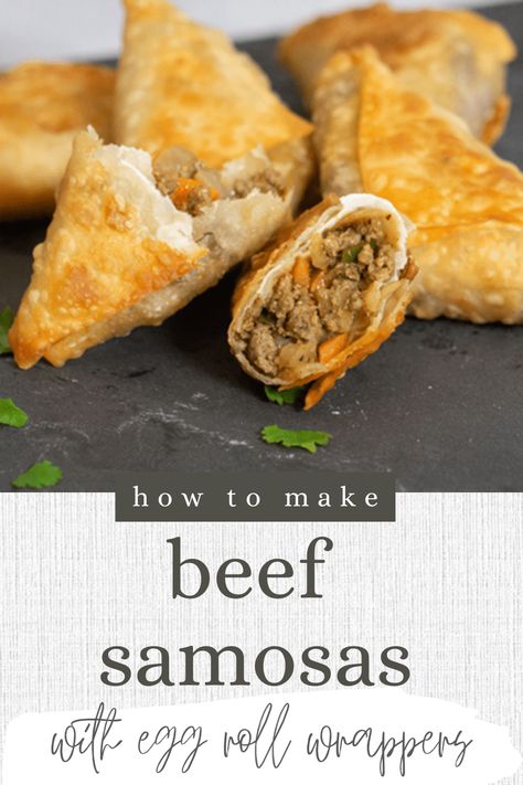 Beef Spring Rolls Recipe, Beef Samosa Recipe, Meat Samosa, Beef Samosa, Party Snack Table, Easy Samosa Recipes, Spring Roll Pastry, Quick Appetizer, Spring Roll Wrappers