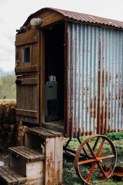 The shepherd’s hut, before. Photograph courtesy of Temper Studio. Sheperd Hut, Playhouse Remodel, Rural Kitchen, White Rustic Decor, Shepherds Huts, Shepherd Hut, Rustic Outdoor Kitchens, Homemade Go Kart, Wiltshire England