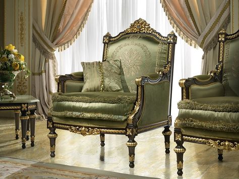 14403 | Armchair Deluxe Collection By Modenese Gastone Settee Living Room, Victorian Armchair, Victorian Fabric, Baroque Furniture, Royal Furniture, Country Dining, Italian Interior Design, Italian Interior, Victorian Furniture