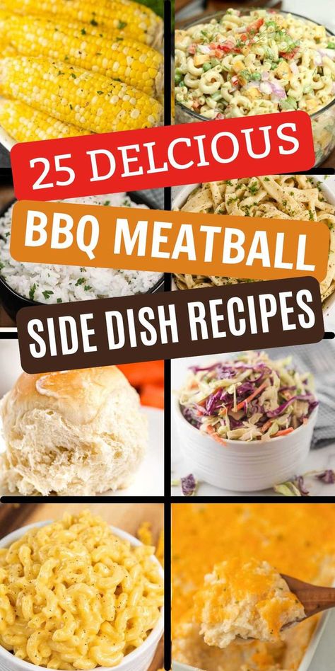 Are you needing to know What to Serve with BBQ Meatballs? We have gathered our favorite and delicious sides to help complete your meal. These 25 side dishes are the best side dishes to serve with BBQ Meatballs. We even have added some easy Meatball Recipes that are kid approved. #eatingonadime #whattoservewithbbqmeatballs #bbqmeatballsidedish Sides For Meatball Sandwiches, Side For Meatballs, Leftover Bbq Meatballs What To Do With, What To Serve With Bbq Meatballs, Sides To Go With Meatball Subs, Sides To Go With Meatballs, Bbq Meatballs And Sides, Sides With Meatballs, Side Dishes For Meatball Subs