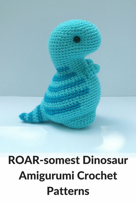 I've done a roundup of the cutest dinosaur amigurumi crochet patterns. Amigurumi Pattern Dinosaur, Cute Dino Crochet, Easy Dino Crochet, Crochet Chunky Dinosaur Pattern Free, Free Dinasour Crochet Pattern, Crochet T Rex Amigurumi Free Pattern, Giant Dinosaur Crochet Pattern, Dinasour Crochet Patterns, Free Crochet Plushie Patterns Dinosaur