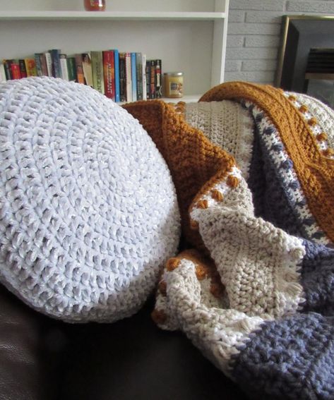 Crochet Pillow Archives - This Pixie Creates Circular Pillow, Textured Blanket, Quick Crochet Gifts, One Skein Crochet, Large Crochet Hooks, Half Double Crochet Stitch, Velvet Yarn, Crochet Circles, Crochet Patterns Free Blanket