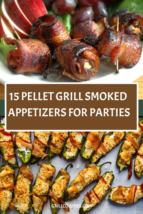 15 Pellet Grill Smoked Appetizers for Parties Appetizer On The Grill, Appetizers For The Smoker, Traeger Party Food, Smoked Dip Ideas, Grilling Appetizers Ideas, Smoker Meals For A Crowd, Treager Appetizer Recipes, Thanksgiving Appetizers Smoker, Best Smoked Appetizers