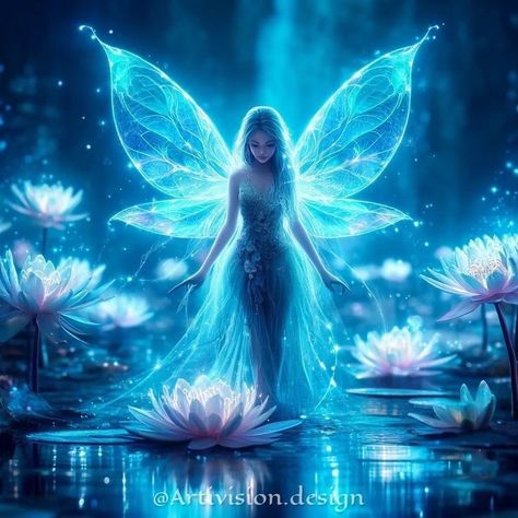 Water Magic Fantasy Art, Water Fairy Art, Water Lily Fairy, Water Fairies, Lily Fairy, Water Wings, Magical Water, Ethereal Fairy, Faery Art