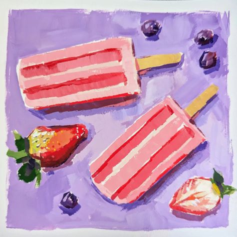 Day 12 - Popsicle Ok I'm skipping ahead and only doing the ones I feel like 😅 #summart24 with @veryberrydraws Popsicle Ice Cream Craft, Popsicle Artwork, Popsicle Watercolor, Cartoon Popsicle, Popsicles Illustration, Popsicle Bullet Journal, Ice Cream Crafts, Popsicles, Painting & Drawing