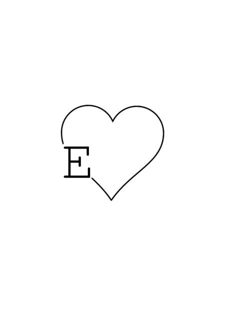 E With A Heart Tattoo, Heart With E Tattoo, Letter E Tattoo Design, E Fonts Letter, E Tattoo Letter Heart, L Heart Tattoo, Letter E Tattoo Ideas, E Initial Tattoo, E Tattoo Letter