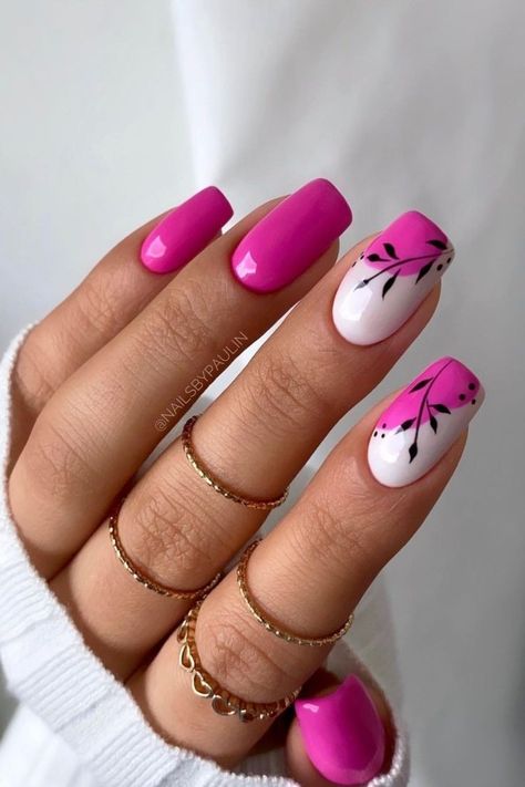 Magenta Nails, Gel Nails French, Instagram Storie, Happy Nails, Blush Nails, Pink Nail Designs, Classy Nails, Floral Nails, Purple Nails