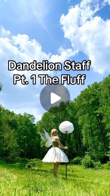 ✨breathlessaire✨ on Instagram: "✨🤍Dandelion Staff Pt 1 - The Fluff🤍✨  Really happy with how this turned out. Originally made for Fairy Festival this past spring and it made it so easy to spot me in a crowd 😅   Materials Used •White Synthetic Yarn •400(ish) bamboo skewers •5” Styrofoam ball •Comb and wire brush (stolen from my cats) •Hot glue and patience  #costume #fairy #fairycostume #dandelion #dandelionstaff #dandelionfairy #fairywings #tinkerbell #tinkerbellwings" Giant Dandelion Staff, How To Make A Dandelion Staff, Dandelion Fairy Costume, How To Make A Fairy Costume, Diy Dandelion Staff, Dandelion Staff Diy, Fairy Staff Diy, Flower Fairy Cosplay, Fairy Costume Diy Women