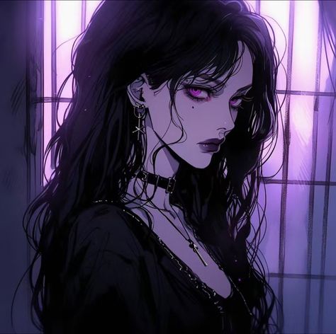 Goth Anime Characters, Pfp Goth, Goth Girl Aesthetic, Gothic Girl Art, Purple Pfp, Anime Pp, Anime Purple, Girl Pp, Goth Anime