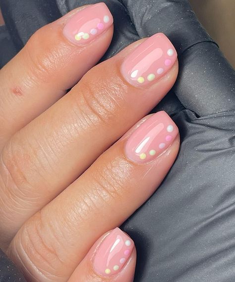 Dots for days are my fave 🟡🟠���🔵🟢🟣 . . Simple dots are just so cute, subtle nail art but still gorgeously natural… | Instagram Cute Nail Ideas For Very Short Nails, Cute Simple Nails Natural, Gel Design On Natural Nails, Dots On Nails Simple, Simple Nail Art Beginner, Simple Dot Nail Designs, Simple Gel Nails Designs Shorts, Dotty Nail Art, Simple Nail Art Dots