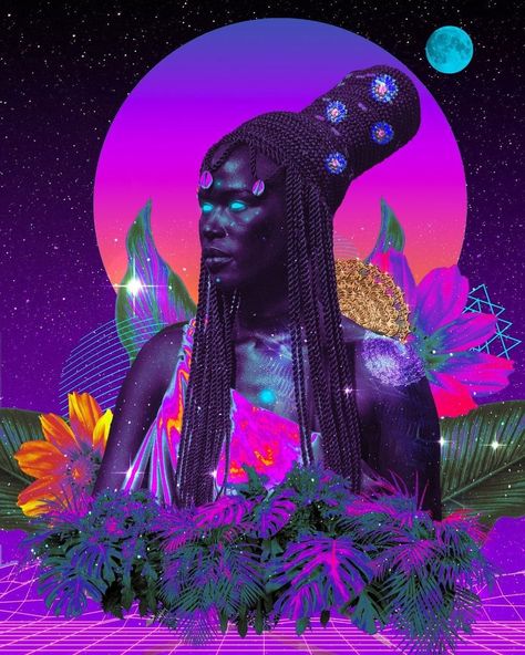 Afrofuturism Aesthetic, Collage Creative, Afro Futurism, Afrofuturism Art, African American Artwork, Modern Graphic Art, Art Noir, Afrocentric Art, Black Art Painting