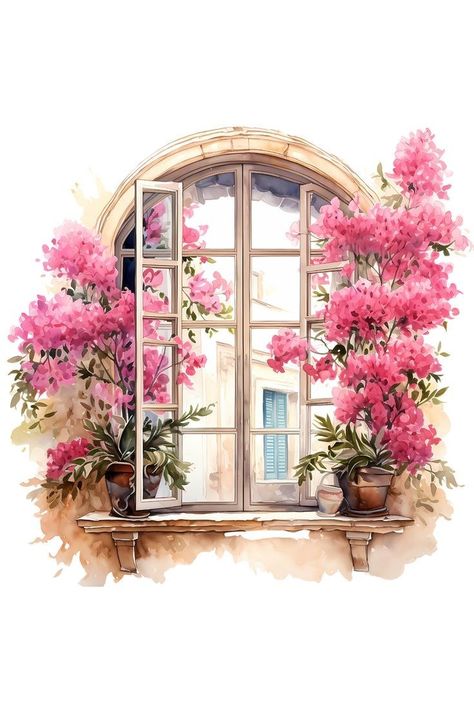 Window With Flowers Painting, Easy Drawing Ideas For Beginners, Creative Exercises, Drawing Ideas For Beginners, Beginners Drawing, Easy Drawing Ideas, Scenery Drawing, Artsy Background, Old Paper Background