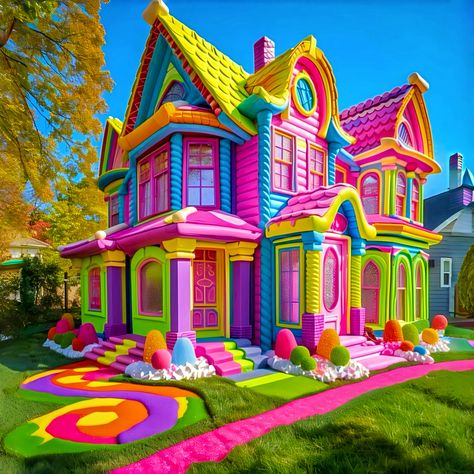 Colorful House, Rainbow House, Cute House, Dream House Decor, Beautiful Buildings, Paint Kit, Dream Home Design, Mosaic Crafts, Dream Room