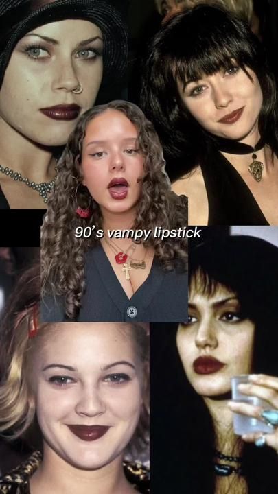 Early 2000 Makeup, Grunge Lipstick, Vampy Lips Makeup, 2000 Makeup, Vampy Lipstick, Makeup Names, Slay Makeup, Normal Makeup, Vampy Makeup