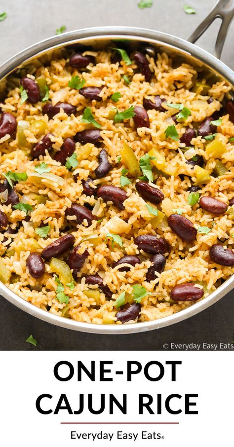 Rice Meals Easy Vegetarian, Creole Vegetarian Recipes, Vegan 1 Pot Meals, Rice Skillet Meals Vegetarian, Easy Vegetarian Rice Recipes, Vegan Dinner One Pot, Vegan Bean And Rice Recipes, Vegan Stove Top Recipes, Easy Cajun Rice