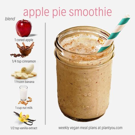 Carleigh Bodrug, Dinner Smoothie, Fall Smoothies, Nutri Bullet, Apple Pie Smoothie, Resep Smoothie, Fruit Smoothie Recipes Healthy, Easy Healthy Smoothies, Smoothie Recipes Healthy Breakfast