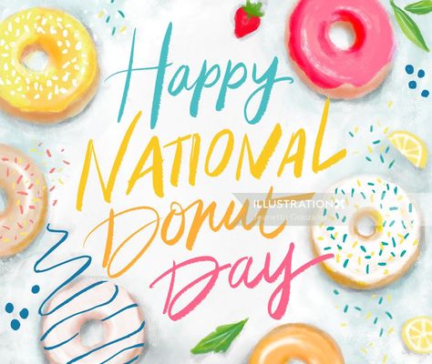 Drink Illustration, Donut Day, Packaging Food, National Donut Day, Coffee And Donuts, Interactive Posts, Cute Clipart, Food Illustration, Great Desserts