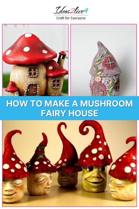 Mushroom Fairy House: Looking to add a touch of magic to your space? Learn how to make a charming mushroom fairy house that will transport you to an enchanted world! Clay Fairy House Diy, Air Dry Clay Fairy House, Cardboard Fairy House, Clay Mushroom House, Fairy Diy Crafts, Mushroom Fairy House, Fairy House Crafts, Clay Fairy, Clay Fairy House