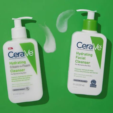 Discover the differences between CeraVe Hydrating Cleanser and Cream-to-Foam Cleanser. Find out which one is better for your skin type. Cream To Foam Cleanser, Cerave Hydrating Cleanser, Hydrating Facial Cleanser, Cerave Skincare, Hydrating Facial, Hydrating Cleanser, Cream For Dry Skin, Facial Cleansers, Feel Younger