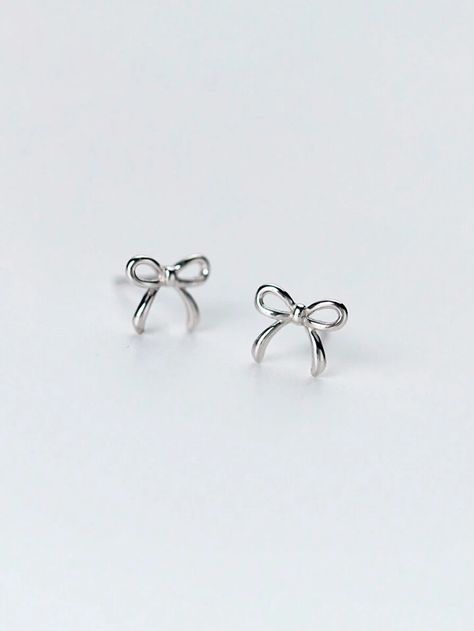 Silver Bow Earrings, Silver Bow Tie, Bluey Characters, Fine Studs, Bow Decor, Silver Bow, Earrings Studs, Bow Earrings, Silver Stud Earrings