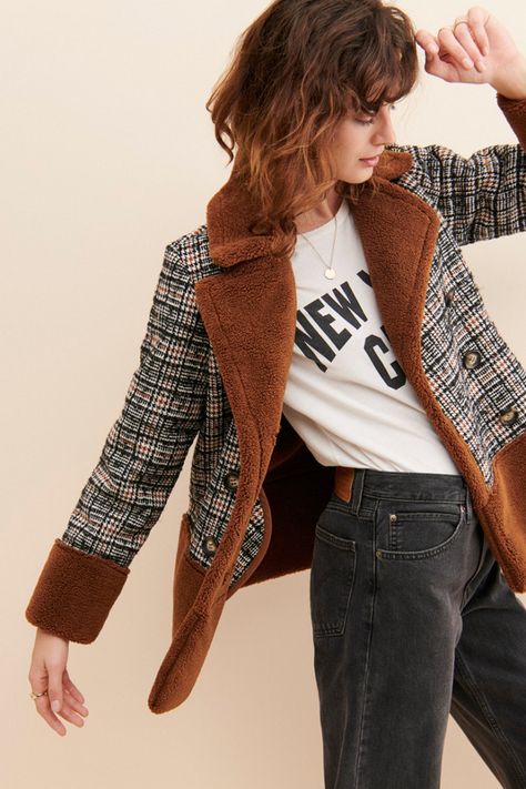 https://s7d2.scene7.com/is/image/nu/65086092_000_b3?$pdp-regular$ Warm Fall Outfits, Outside World, Orange Sweaters, Flirty Dresses, Plaid Coat, Hipster Fashion, Weekend Wear, World Of Fashion, Autumn Winter Fashion