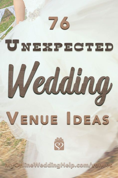 Want something other than run-of-the mill wedding locations? Here are 76 unique, nontraditional wedding venue ideas. Read and comment your own nontraditional ideas. On the My Online Wedding Help blog. #MyOnlineWeddingHelp #NontraditionalWedding #WeddingVenues #WeddingIdeas Cheap Venue Ideas Wedding, Free Wedding Venue Ideas, Wedding Venue Ideas Cheap, Wedding Venue Must Haves, Inexpensive Wedding Venue Ideas, Nontraditional Wedding Reception, Wedding Surprise Ideas, Barn Venue Ideas, Simple Wedding Venue Ideas