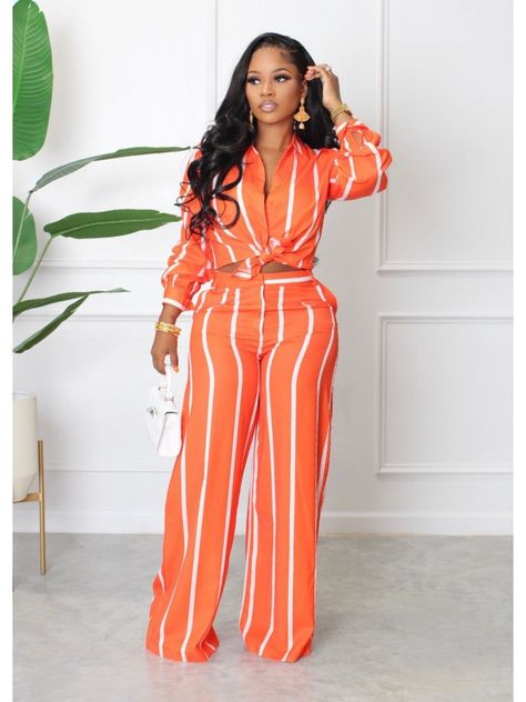 3 Colors for Choice. Casual & Comfy. Two Piece Trouser And Top, Trouser And Top, White Boutique, Pants And Shirt, Striped Shirt Women, Set Outfits, Jumpsuit Outfit, Striped Long Sleeve Shirt, Striped Jumpsuit