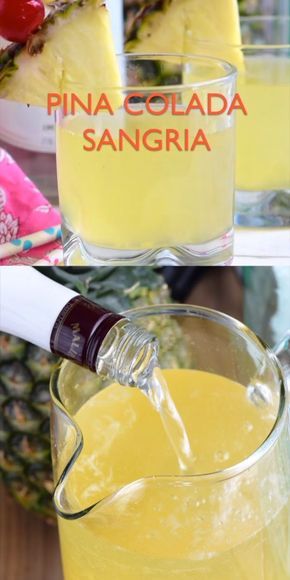 Pina Colada Sangria, Easy Cocktail Recipe, Coctails Recipes, Thanksgiving Drinks, Easy Cocktail, Sangria Recipe, Liquor Drinks, Boozy Drinks, Easy Parties