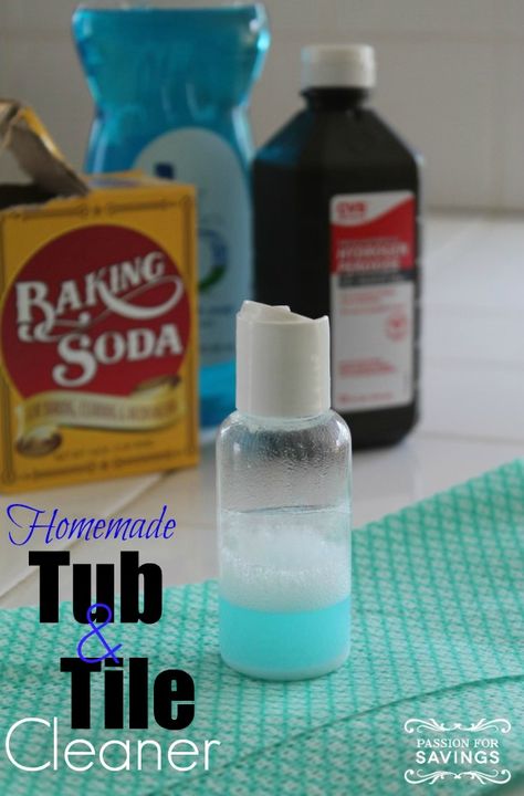 Tub And Tile Cleaner, Diy Cleaner, Tub And Tile, Homemade Cleaners Recipes, Tile Cleaner, Dollar Diy, Natural Cleaner, Homemade Cleaning Supplies, Tile Cleaners