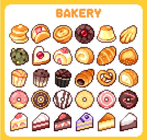 Pixel Art Food, 귀여운 음식 그림, Pixel Beads, Pixel Art Tutorial, Arte 8 Bits, 8bit Art, Cool Pixel Art, Pixel Drawing, Pixel Art Characters