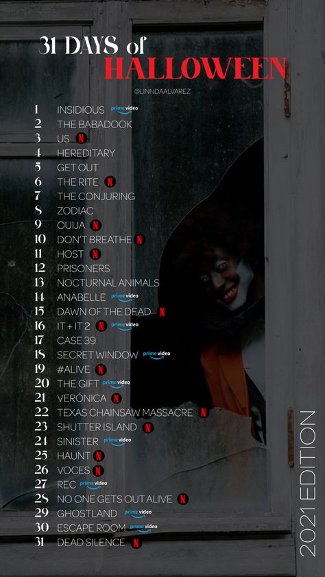 Horror movies list The Best Scary Movies, Classic Scary Movie List, Movie To Watch On Netflix Best Horror, Insidious Movies In Order, Horror Movie Series, Thriller Horror Movies, 31 Days Of Scary Movies, Horror Movies Netflix List 2023, Halloween Movies Horror