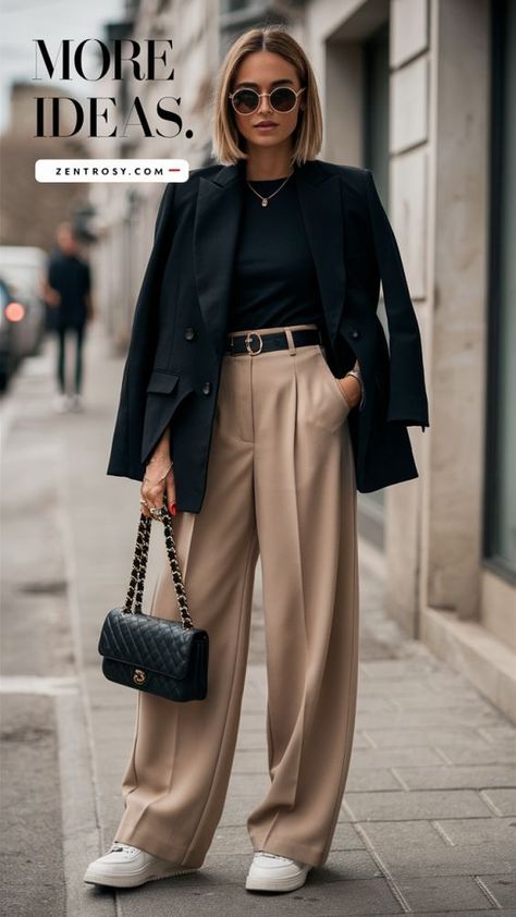 Modern Office Attire Women, Fall Womans Outfits 2024, Author Style Fashion, Cool Office Outfits Women Casual, Sleek Office Outfit, Bold Women Outfits, Women Office Outfits Casual, Work Outfits Street Style, Winter 2024 Work Outfits For Women