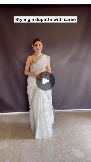 Net Saree Draping Styles, Saree Draping Styles, Saree Draping, Golden Thread, White Saree, Smarty Pants, Net Saree, Net Dupatta, Thread Work