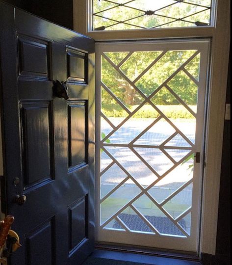 Best Screen Door Ever | Content in a Cottage Indoor Screen Door, Exterior House Doors, Jessie Willcox Smith, Old Wooden Doors, Cranberry Muffins, Chinoiserie Style, Beautiful Doors, Blog Content, Screened Porch