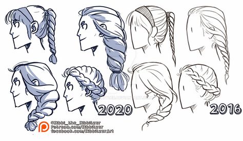 Braids reference sheet -PREVIEW- by Kibbitzer on DeviantArt Braid Crown Drawing, Two Braids Drawing, Braids Art Reference, French Braid Drawing, Braid Reference, Braids Reference, Braid Drawing, Pirate Hair, How To Draw Braids