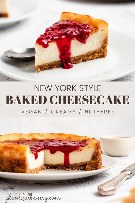 Vegan Baked Cheesecake Recipe, Gluten Free Vegan Cheesecake, Vegan Cheesecake Filling, Vegan Baked Cheesecake, Vegan Cheesecake No Bake, Vegan Cheescake, Best Vegan Cheesecake, Vegan Cheesecake Recipes, Vegan New York