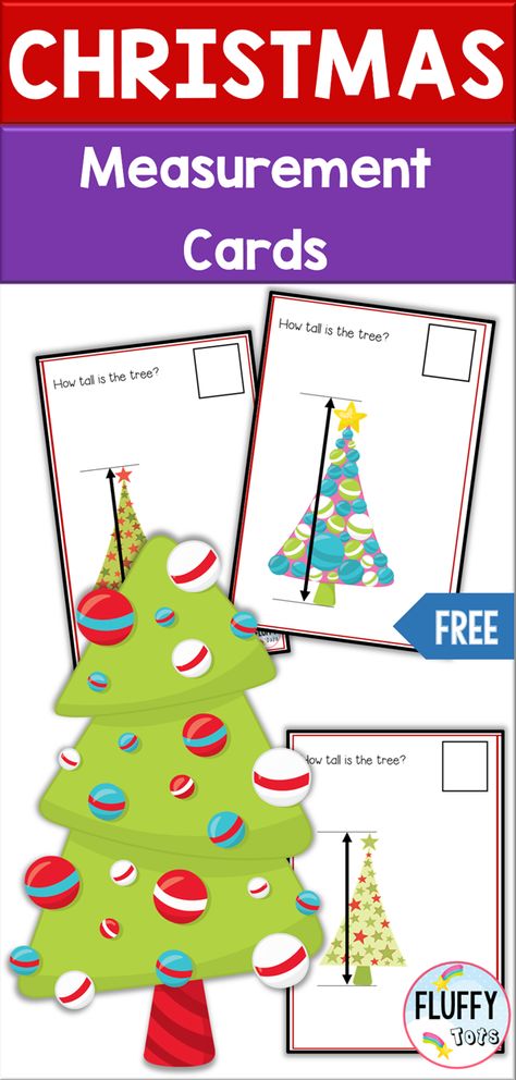 FREE Christmas Measurement Card| fun way to introduce measurement concept to preschoolers and preK. Measure using non-standard measurement tool such as unifix cubes, mini eraser, clothespin and more Christmas Measurement Kindergarten, Christmas Measurement Activities, Measurement Preschool, Christmas Preschool Printables, Kindergarten Gingerbread, December Centers, Prek Themes, Christmas Math Centers, Christmas Math Worksheets