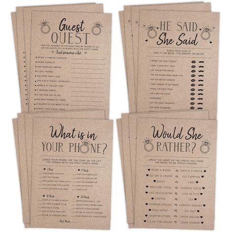 Rustic Bridal Shower Games, Would She Rather, Bridal Shower Inspo, Bridal Shower Planning, He Said She Said, Bridal Bingo, Bachelorette Games, Bridal Shower Brunch, Rustic Bridal