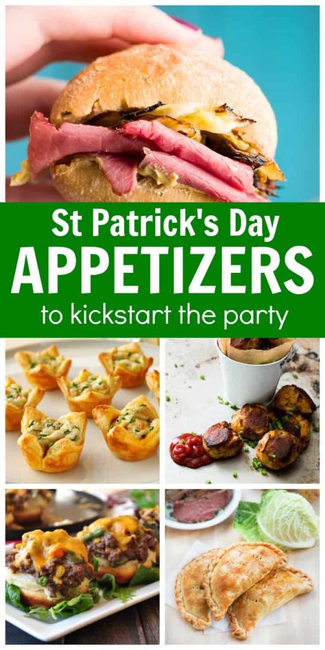 Corned Beef Sliders Irish, St Patrick’s Day Pot Luck Ideas, Saint Patricks Party Food, House Party Food Ideas Appetizers, Saint Patricks Day Appetizer Recipes, At Patricks Day Appetizers, Irish Pub Food Appetizers, St Pattys Day Apps, Irish Party Food Appetizers