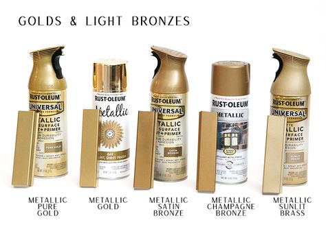 The best gold spray paitns. #spraypaint #gold #bronze#brass #matte #metallic #satin #rustoleum Best Gold Spray Paint, Colors For Home, Bronze Spray Paint, Ikea Frame, Juniper Home, Spray Paint Colors, Painted Desk, Gold Spray Paint, Spray Paints