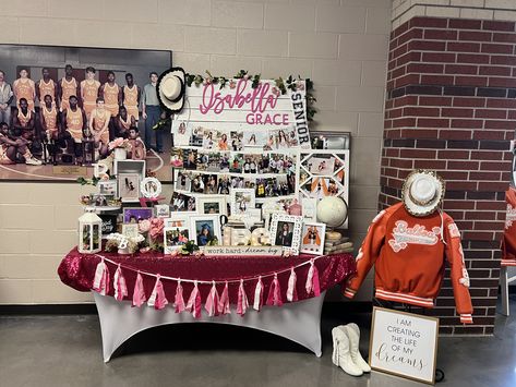 Senior Softball Board Ideas, Senior Banquet Table Ideas, Senior Signing Day Table, Senior Night Table Display, Senior Tables, Grad Table, Senior Table, Senior Volleyball, Senior Board