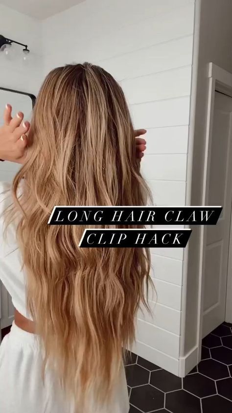 Long hair claw clip hack [Video] | Long hair styles, Hair tips video, Long hair clip How To Do Your Hair With A Claw Clip, Hair Claw Styles For Long Hair, Long Hair In Hair Clip, Cute Claw Clip Styles For Long Hair, Easy Hairstyles For Long Hair With Clips, How To Put A Claw Clip In Long Hair, Using A Claw Clip For Long Hair, How To Put Long Thick Hair In A Clip, Work Hairstyles For Long Hair Claw Clip